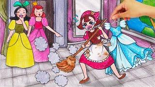 Disney Princess Please Help Cinderella Clean Up  Stop Motion Paper  Seegi Story