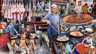 Amazing food at Street  Traditional morning street food in Afghanistan  Liver Fry