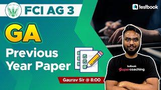 FCI AG3 GA Classes 2022  FCI GA Previous Year Paper  FCI GA Preparation 2022  By Gaurav Sir