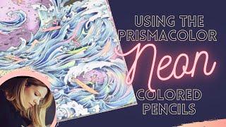 Using my NEON Prismacolor colored pencils  -- Adult Coloring Tutorial