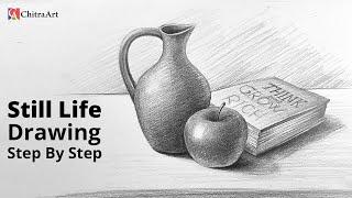 How To Draw Still Life Step By Step with Pencil Shading  Realistic Drawing for Beginners.