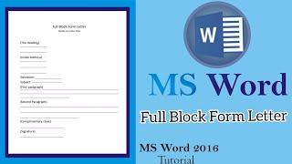 How to create Full Block Form Letter in MS Word  Computer Teaching