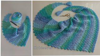 How to Crochet Triangle Baktus Shawl Patterns for beginners  Easy Crochet Cowl Scarf Wrap Pattern