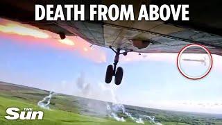 Incredible moment Ukrainian chopper absolutely annihilates Russians with S-8 rockets & strike drones