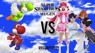 MUGEN Smash Mod 2x Yoshis VS Cure Happy & Cure Black VHS Capture