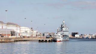 Russian navy frigate docks in South Africa for drills