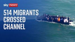 More than 500 migrants cross English Channel in one day provisional statistics show