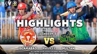 Islamabad United vs Multan Sultans  Full Match Highlights  Match 22  8 March  HBL PSL 2020