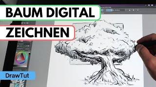 Baum im Comic-Stil - Digital Zeichnen Übung - Komplette Schritt für Schritt Anleitung