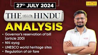 Daily HINDU News Paper Analysis  27th July  The HINDU for CLAT 2025 by Swatantra Sir