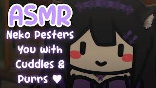 ASMR Neko Pesters You with Cuddles and Purring  close whispers purring fluffy  binaural 3dio