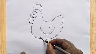 how to draw hen drawing easy step by step@aaravdrawingcreative1112