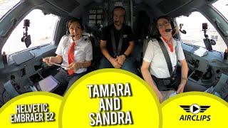 Most FUN Pilots Tamara & Sandra flying brandnew Helvetic Embraer E2 to Kos TOP Views AIRCLIPS.com