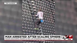 Strat camera captures man climbing Sphere in Las Vegas