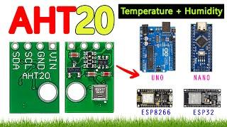 AHT20 Temperature & Humidity Sensor with arduino uno nano esp32 and esp8266