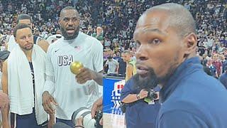 LeBron James Tells Kevin Durant To Shoot Since Being Sad With Injury vs Australia 2024 Team USA