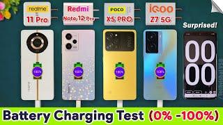 Realme 11 Pro vs Redmi Note 12 Pro vs POCO X5 Pro Battery Charging Test 0-100%  67W कोनसा Faster