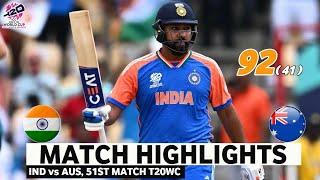 Rohit Sharma 92 Runs In 41 Balls  T-20 Worldcup 2024 Match India Vs Australia  Batting Highlights