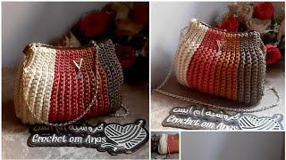 طريقة عمل شنطة كروشيه بناتى للعيد متعددة الألوان شنطة خروج بناتى crochet beautiful bag for girls