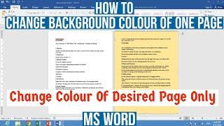 How to Change Background Colour of A Single Page in MS Word  Change Color of Specific Page in Word