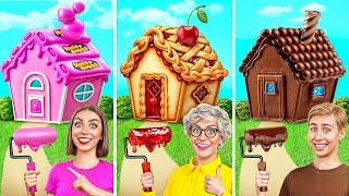 One Colored House Challenge  Bubble Gum vs Granny Pie vs Chocolate by Multi DO Smile
