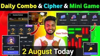 2 August Daily Combo & Daily Cipher & Mini Game  Hamster Kombat Daily Combo & Mini Game 2 August