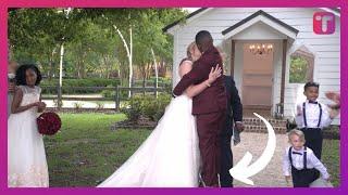 Father Of The Bride Brings Step Stool So Short Groom Can Kiss Wife On Altar