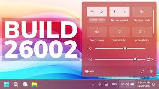 New Windows 11 Build 26002 – New Quick Settings RIP Taskbar Customization and Fixes Canary