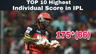 Top 10 highest individual score in IPL 2008 to 2018