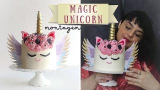 MONTAGEM BOLO UNICÓRNIO MÁGICO COM BUTTERCREAM