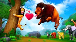 Animal Love Crazy Bison vs Funny Lion  Wild Life  Funny Animals Comedy Cartoons