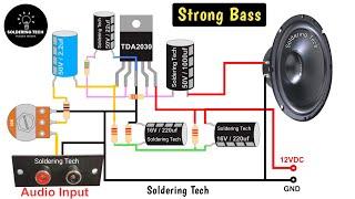 How to make powerful amplifier with TDA 2030 ic  Diy single supply 12V amplifier circuit diagram.