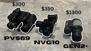 Budget Analog NV vs Budget digital night vision PVS69 vs NVG10 vs Photonis Gen2+