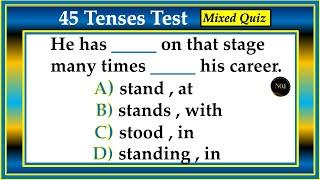 45 Tenses Test  Past & Present Tenses  English All Tenses Mixed Quiz  No.1 Quality English