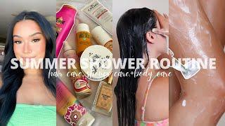 MY SUMMER SHOWER ROUTINE  HAIR CARE SHOWER CARE SHAVING + BODY CARE