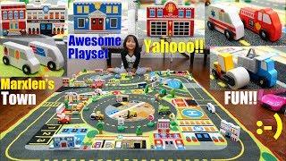 Family Toy Channel Play Town Childrens Play Rug Playtime. Toy Cars and Toy Trucks. Wooden Toys