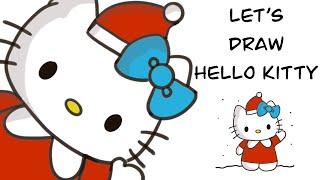 Christmas Drawings - Hello Kitty Drawings- How to Draw Hello Kitty step by step -Digital Art for Kid
