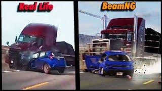 Real Life Crashes vs. BeamNG.Drive  Comparative Compilation #2