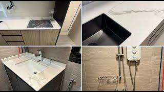 Tengah BTO Flat Reno Update 5  Sintered Stone Countertops Glass Backsplash Flexible Faucet