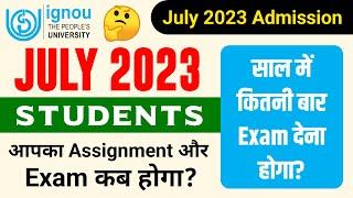 July 2023 Students आपका Assignment और Exam कब होगा?  IGNOU Admission 2023 July Session  Admission