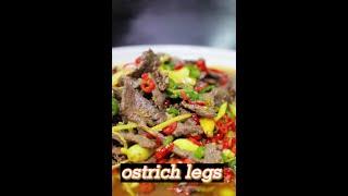 Amazing Chinese master chief cooking ostrich legs.