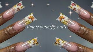 Beginner-Friendly Butterfly Nails polygel application + simple nail art