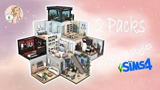 8 different design styles with only THESE 2 Sims 4 packs + The Sims 4 beginner BUILDING TUTORIAL