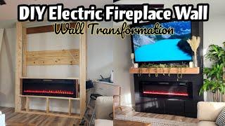 DIY ELECTRIC FIREPLACE  DIY SHIPLAP FIREPLACE  WALL TRANSFORMATION