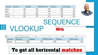 VLOOKUP with SEQUENCE functions to get all horizontal matches - Excel