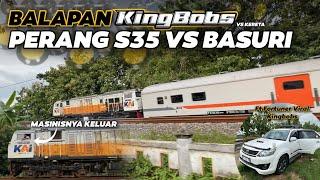 MASINISNYA KELUAR BALAPAN FORTUNER KINGBOBS VS KERETA API  Adu Klakson Basuri VS S35 Lokomotif