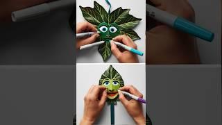 Make a puppet of waste leaves #satisfyingart #creativeart #trend #trending #art #shorts