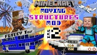 MINECRAFT MOVING STRUCTURES Bus Boat Plane Movie Theater  Instant Massive Structures 2 Mod