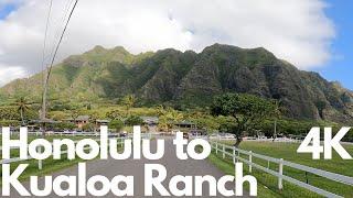 Driving from Honolulu to Kualoa Ranch Hawaii in 4K