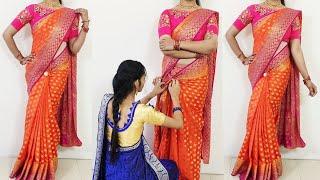 Perfect pleats making tricks guide for beginners  silk saree draping step by step